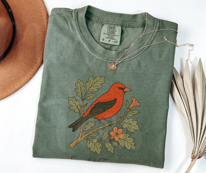 "Scarlet Tanager" Birdwatching Design Birds and Nature Inspired Unisex heavyweight t-shirt