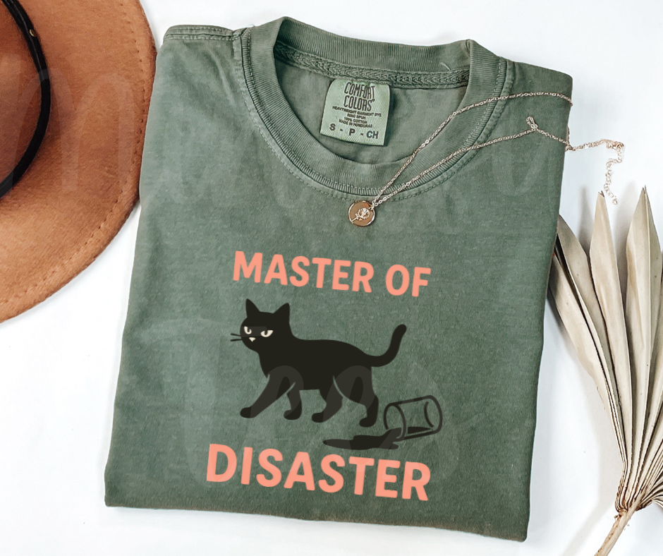 "Master Of Disaster" Sarcastic Cat Design Unisex heavyweight t-shirt