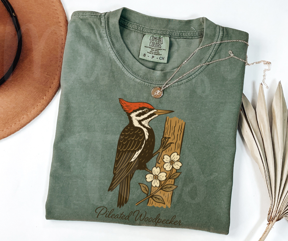 "Pileated Woodpecker" Birdwatching Design Birds and Nature Inspired Unisex heavyweight t-shirt