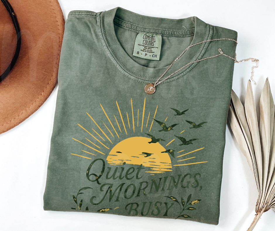 "Quiet Mornings" Birdwatching Design Birds and Nature Inspired Unisex heavyweight t-shirt