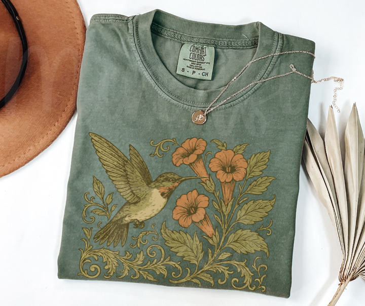 "Ruby-Throated Hummingbird" Birdwatching Design Birds and Nature Inspired Unisex heavyweight t-shirt