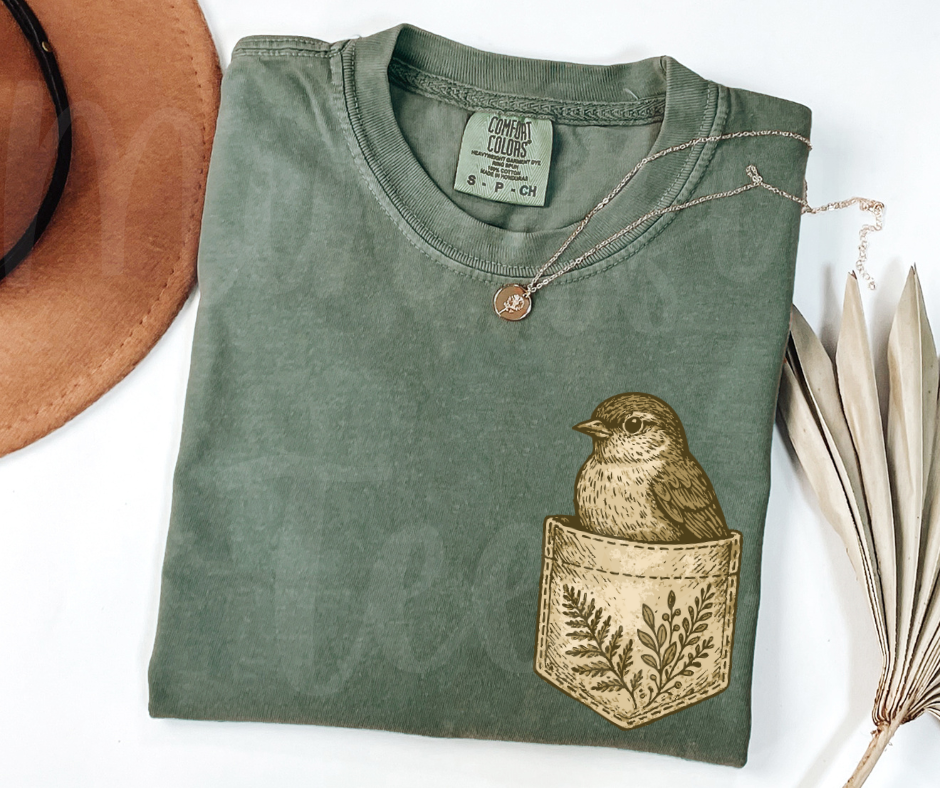 "Pocket Bird" Birdwatching Design Birds and Nature Inspired Unisex heavyweight t-shirt