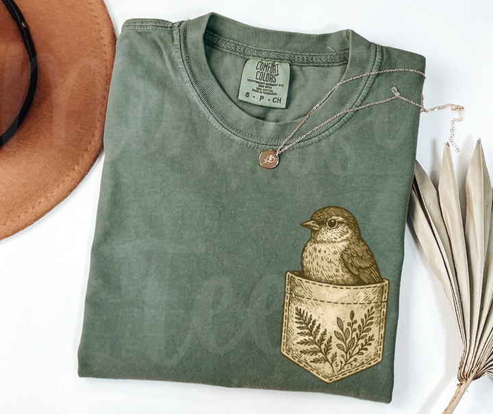 "Pocket Bird" Birdwatching Design Birds and Nature Inspired Unisex heavyweight t-shirt