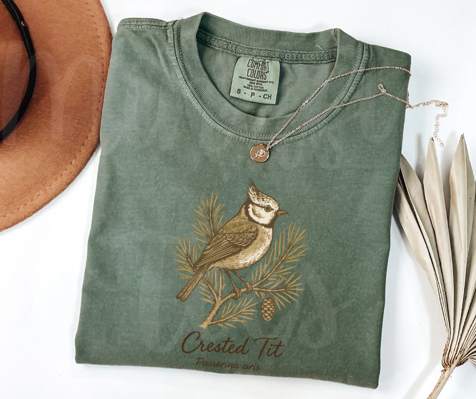 "Crested Tit" Birdwatching Design Birds and Nature Inspired Unisex heavyweight t-shirt
