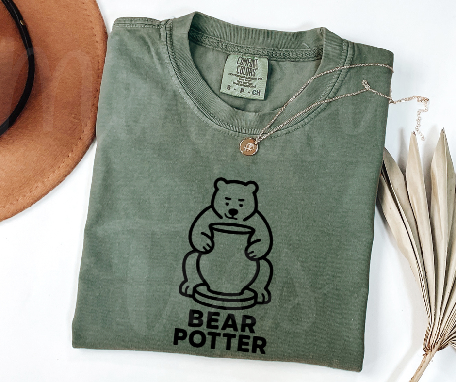 "Bear Potter" Funny Design Pottery Clay Hobby Inspired Unisex heavyweight t-shirt