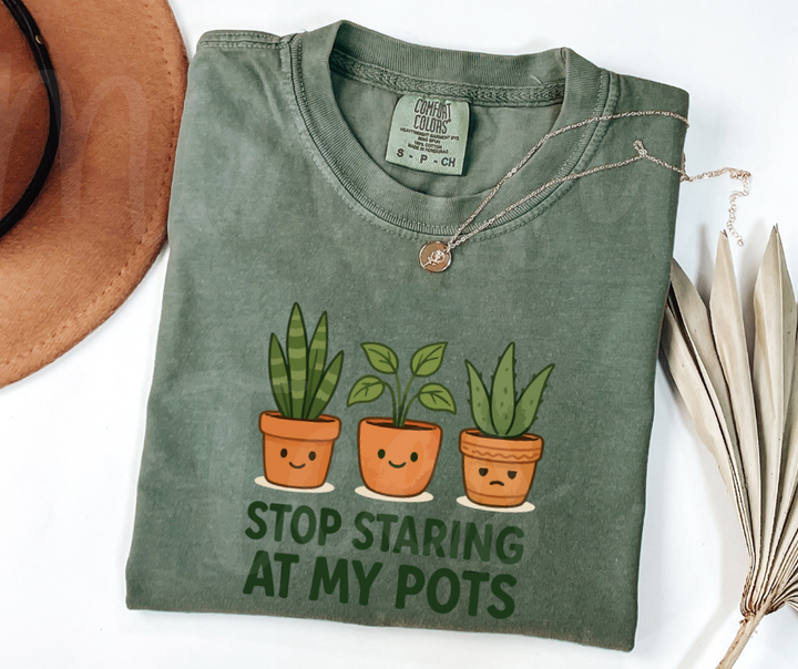 "Stop Staring" Funny Plant Lover Tee Design Unisex heavyweight t-shirt