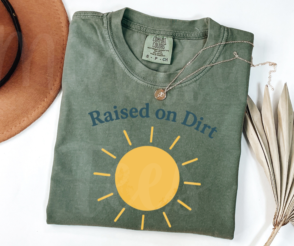 "Raised on Dirt and Sunshine" Funny Plant Lover Tee Design Unisex heavyweight t-shirt