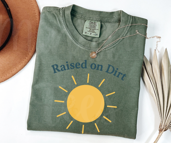 "Raised on Dirt and Sunshine" Funny Plant Lover Tee Design Unisex heavyweight t-shirt