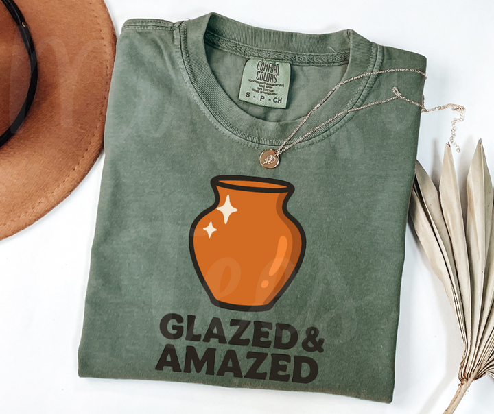 "Glazed & Amazed" Funny Design Pottery Clay Hobby Inspired Unisex heavyweight t-shirt