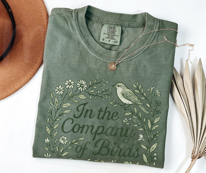 "In The Company of Birds" Birdwatching Design Birds and Nature Inspired Unisex heavyweight t-shirt
