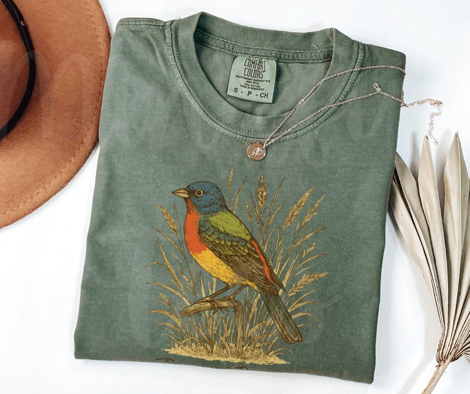 "Pointed Bunting" Birdwatching Design Birds and Nature Inspired Unisex heavyweight t-shirt