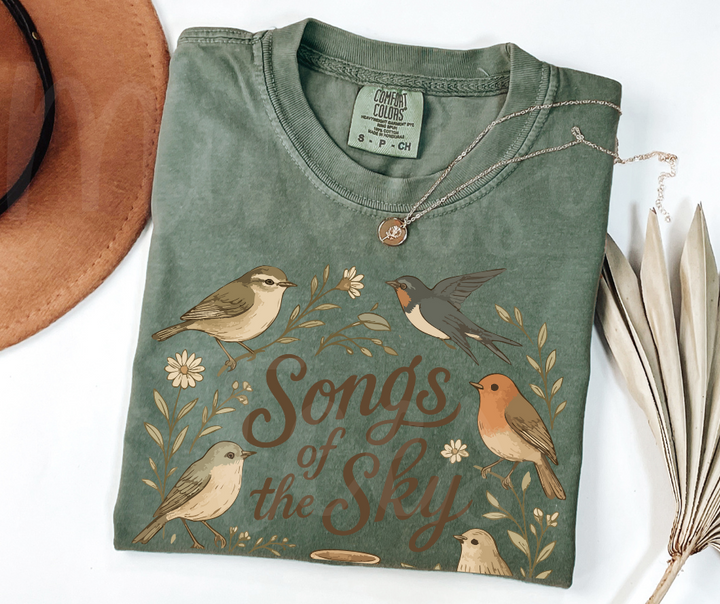 "Songs of the Sky" Birdwatching Design Birds and Nature Inspired Unisex heavyweight t-shirt