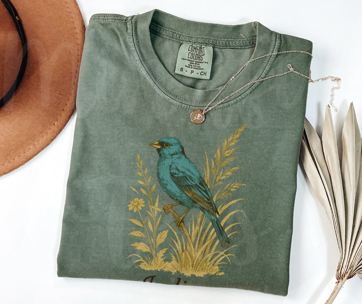 "Indigo Bunting" Birdwatching Design Birds and Nature Inspired Unisex heavyweight t-shirt