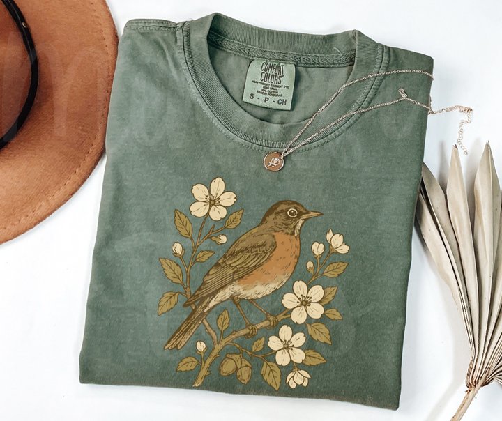 "American Robin" Birdwatching Design Birds and Nature Inspired Unisex heavyweight t-shirt