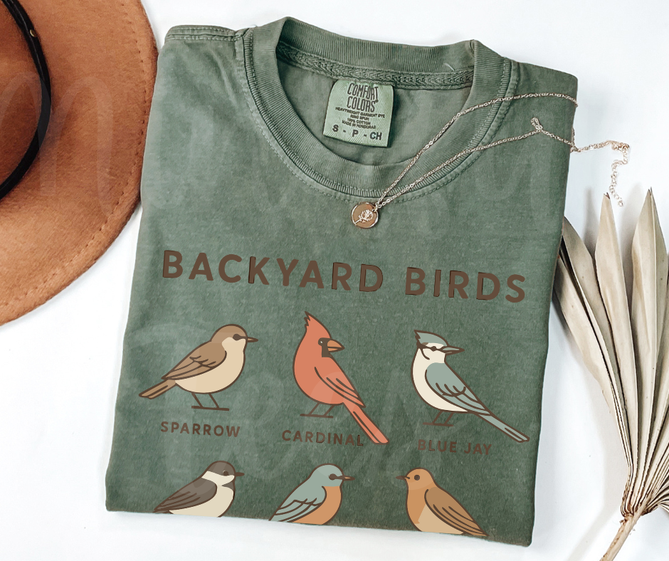 "Backyard Birds" Birdwatching Design Birds and Nature Inspired Unisex heavyweight t-shirt
