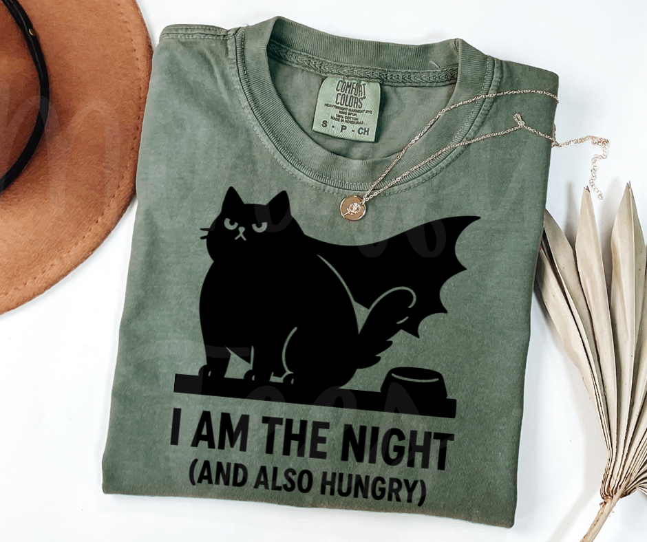 "I Am The Night" Sarcastic Cat Design Unisex heavyweight t-shirt