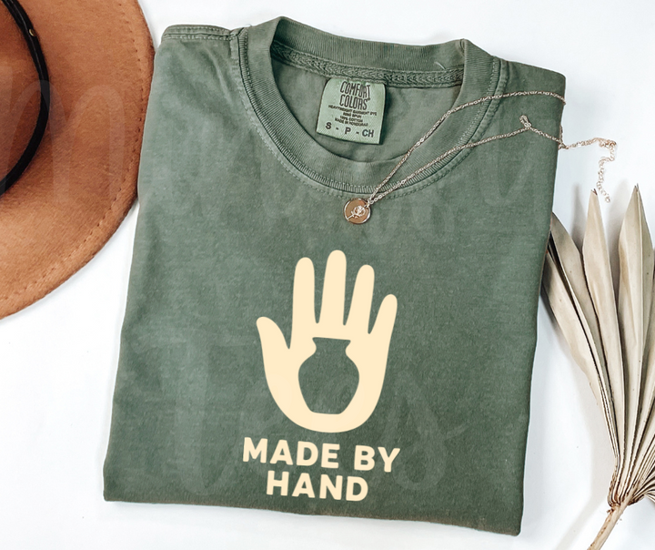 "Made By Hand" Funny Design Pottery Clay Hobby Inspired Unisex heavyweight t-shirt
