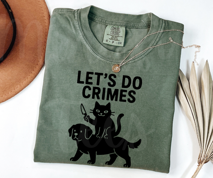 "Let's Do Crimes" Sarcastic Cat Design Unisex heavyweight t-shirt