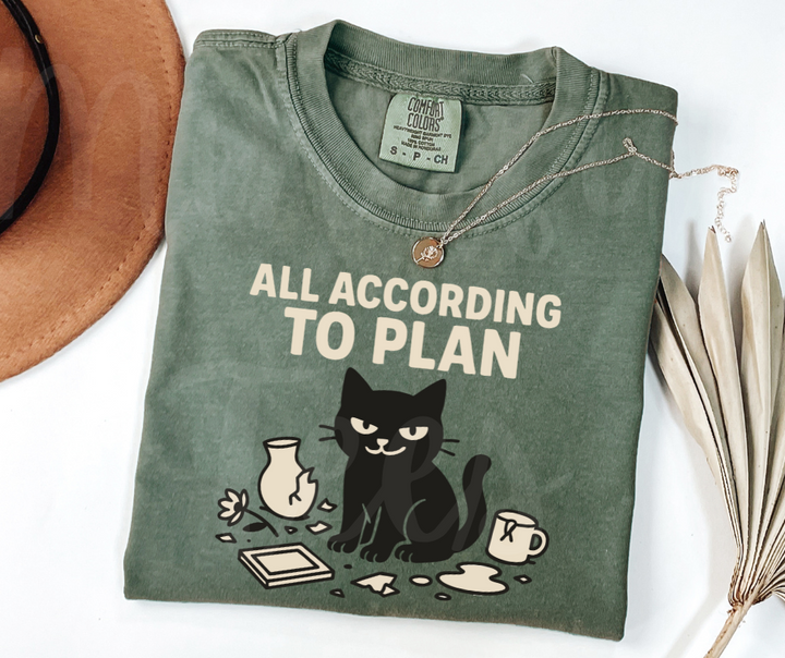 "All According to Plan" Sarcastic Cat Design Unisex heavyweight t-shirt