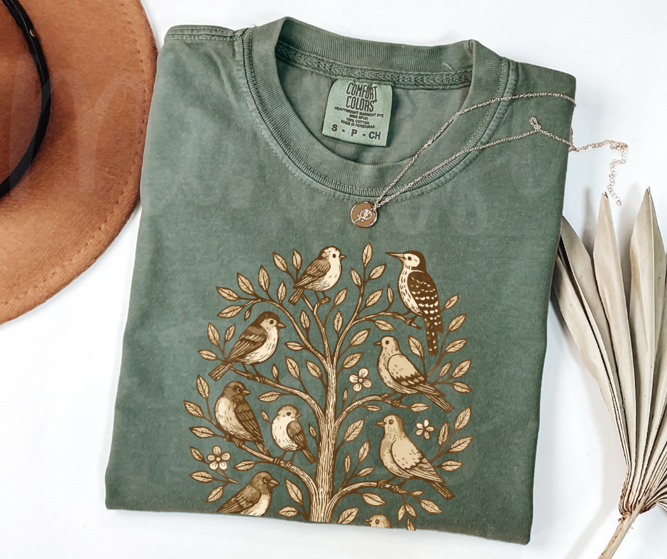 "Tree of Life" Birdwatching Design Birds and Nature Inspired Unisex heavyweight t-shirt