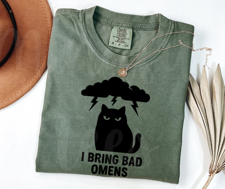 "Bad Omens" Sarcastic Cat Design Unisex heavyweight t-shirt