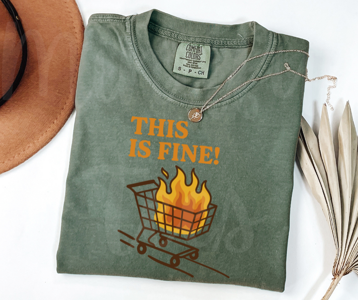 "This Is Fine" Sarcastic Design Unisex heavyweight t-shirt