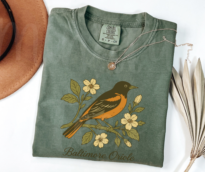 "Baltimore Oriole" Birdwatching Design Birds and Nature Inspired Unisex heavyweight t-shirt