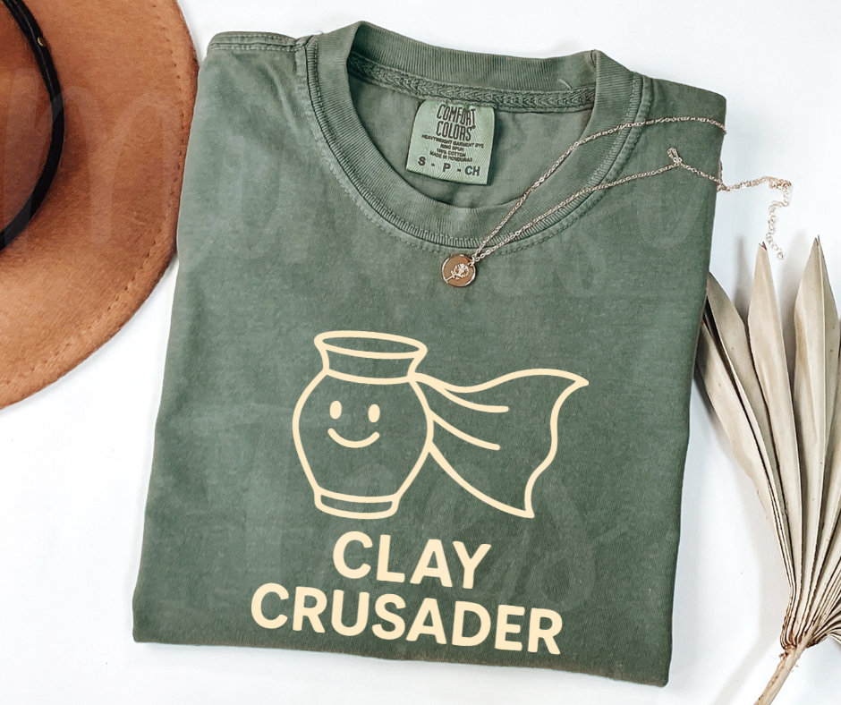 "Clay Crusader" Funny Design Pottery Clay Hobby Inspired Unisex heavyweight t-shirt