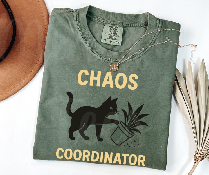 "Chaos Cordinator" Sarcastic Cat Design Unisex heavyweight t-shirt