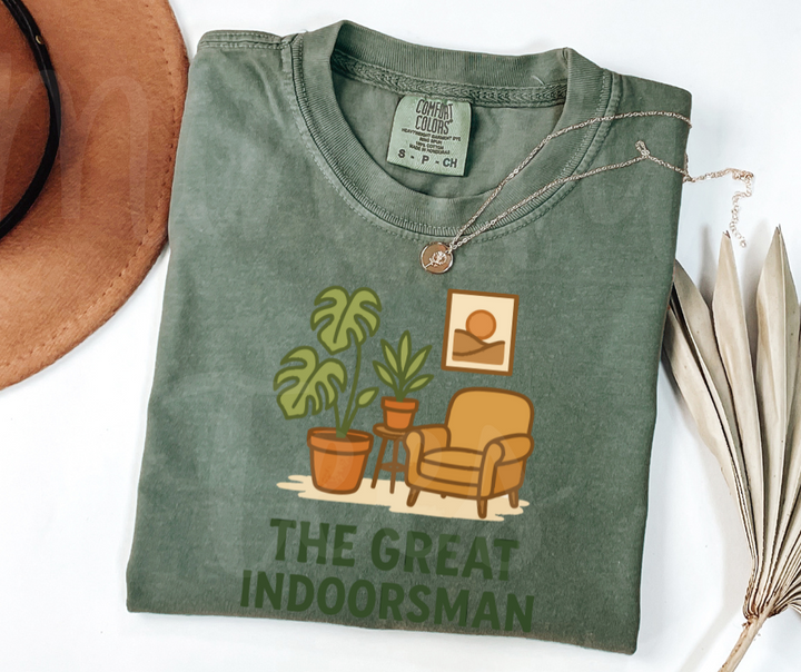 "The Great Indoorsman" Funny Plant Lover Tee Design Unisex heavyweight t-shirt