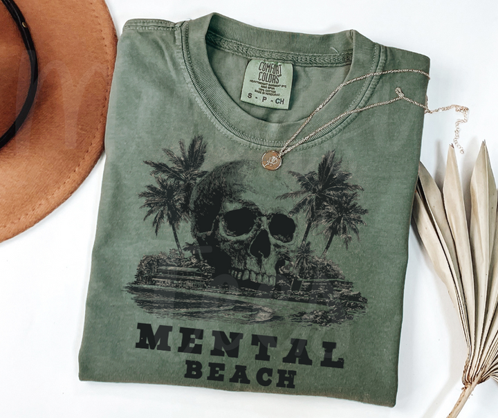 "Mental Beach" Sarcastic Design Unisex heavyweight t-shirt