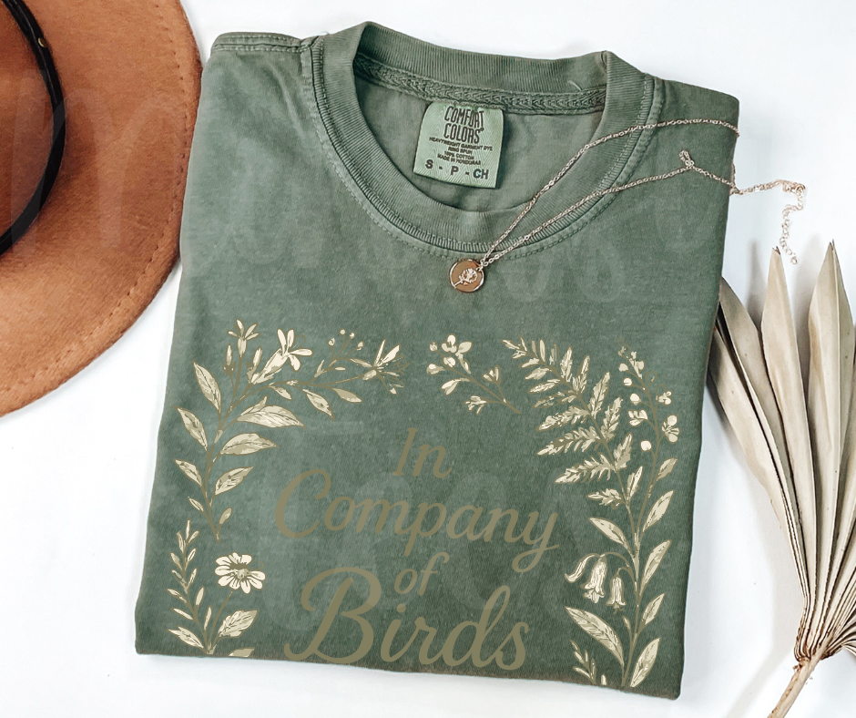 "In Company of Birds" Birdwatching Design Birds and Nature Inspired Unisex heavyweight t-shirt