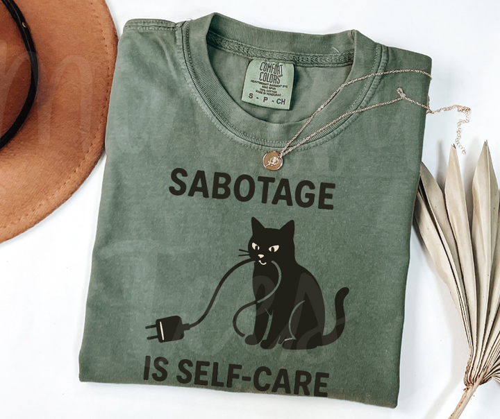 "Self Care" Sarcastic Cat Design Unisex heavyweight t-shirt
