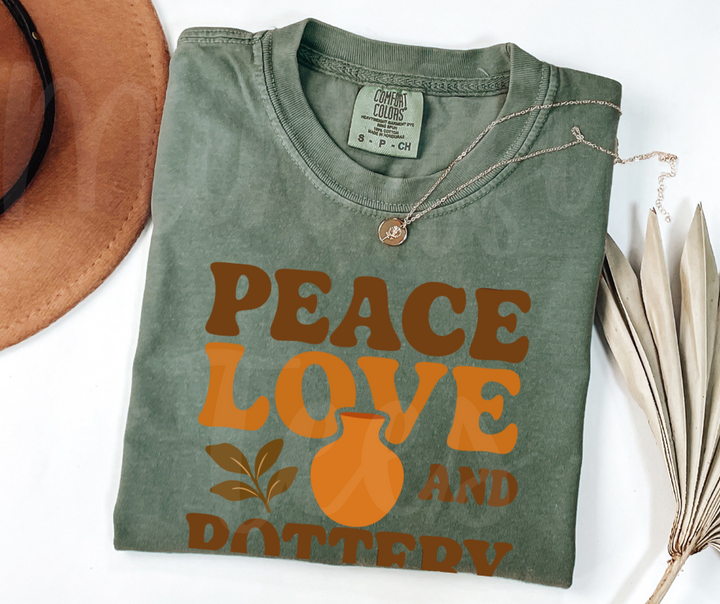 "Peace Love Pottery" Funny Design Pottery Clay Hobby Inspired Unisex heavyweight t-shirt