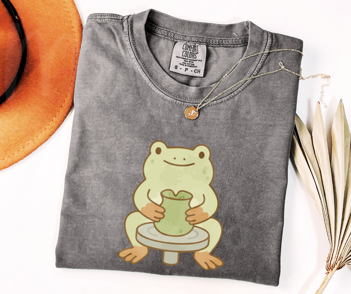 "Cute Frog" Funny Design Pottery Clay Hobby Inspired Unisex heavyweight t-shirt