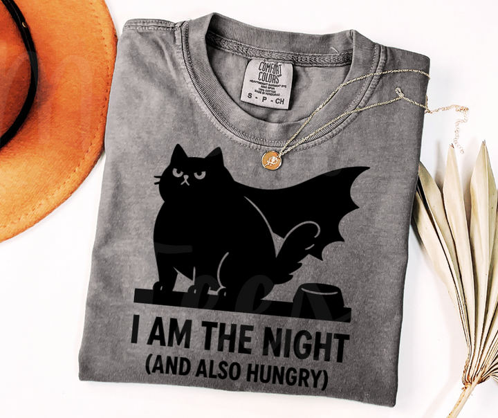 "I Am The Night" Sarcastic Cat Design Unisex heavyweight t-shirt