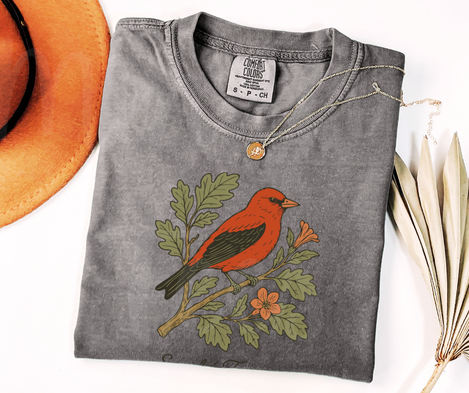 "Scarlet Tanager" Birdwatching Design Birds and Nature Inspired Unisex heavyweight t-shirt