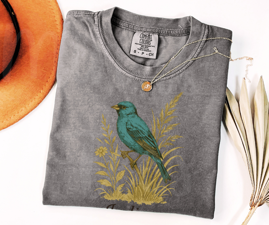 "Indigo Bunting" Birdwatching Design Birds and Nature Inspired Unisex heavyweight t-shirt