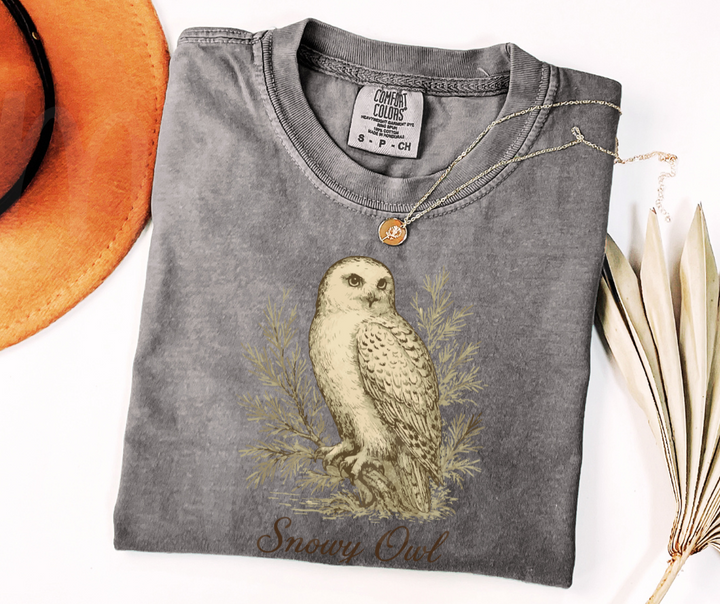 "Snowy Owl" Birdwatching Design Birds and Nature Inspired Unisex heavyweight t-shirt