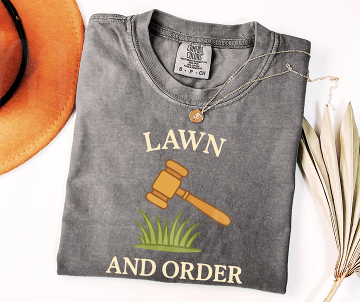 "Lawn And Order" Funny Plant Lover Tee Design Unisex heavyweight t-shirt