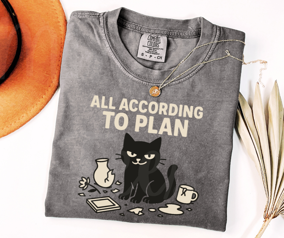 "All According to Plan" Sarcastic Cat Design Unisex heavyweight t-shirt