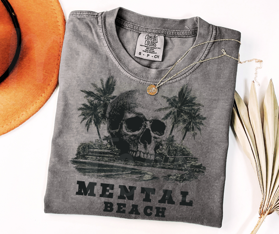 "Mental Beach" Sarcastic Design Unisex heavyweight t-shirt