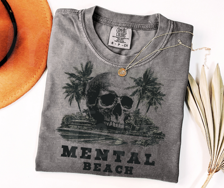 "Mental Beach" Sarcastic Design Unisex heavyweight t-shirt