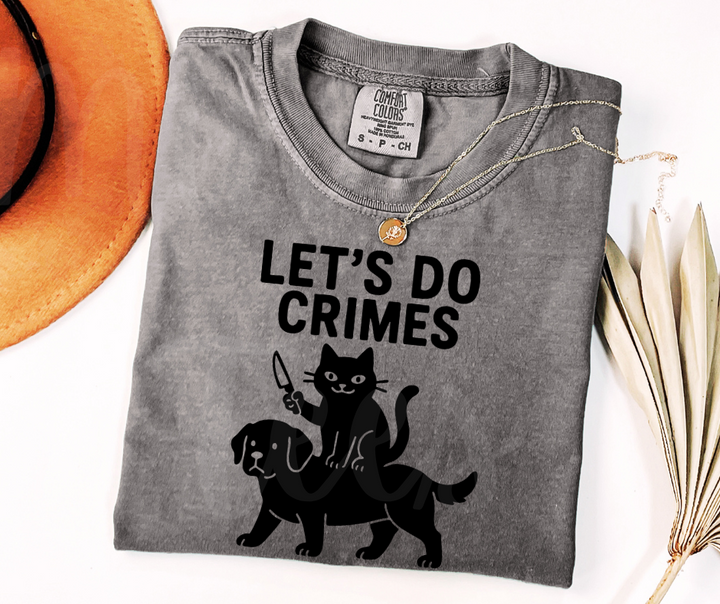 "Let's Do Crimes" Sarcastic Cat Design Unisex heavyweight t-shirt