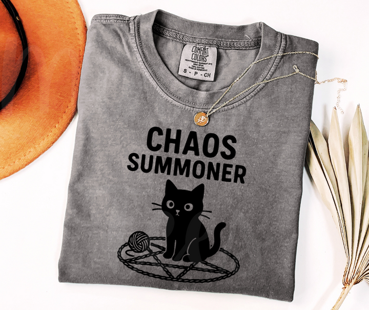 "Chaos Summoner" Sarcastic Cat Design Unisex heavyweight t-shirt