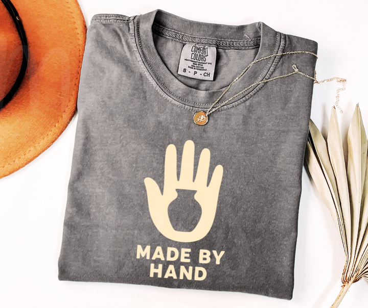 "Made By Hand" Funny Design Pottery Clay Hobby Inspired Unisex heavyweight t-shirt