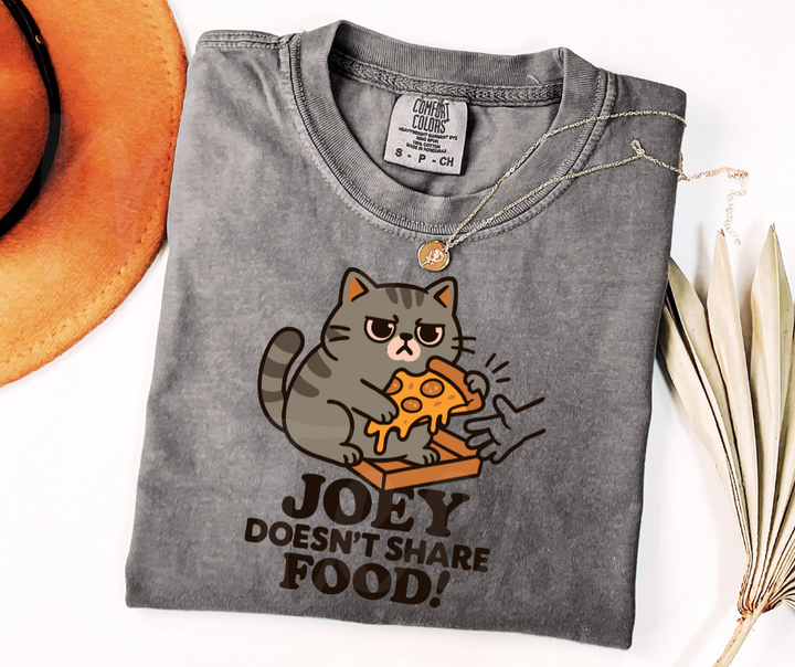 "Joey Doesn't Share Food" Sarcastic Design Friends Inspired Unisex heavyweight t-shirt