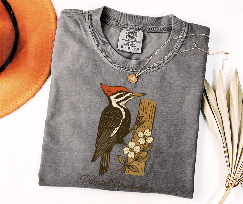 "Pileated Woodpecker" Birdwatching Design Birds and Nature Inspired Unisex heavyweight t-shirt