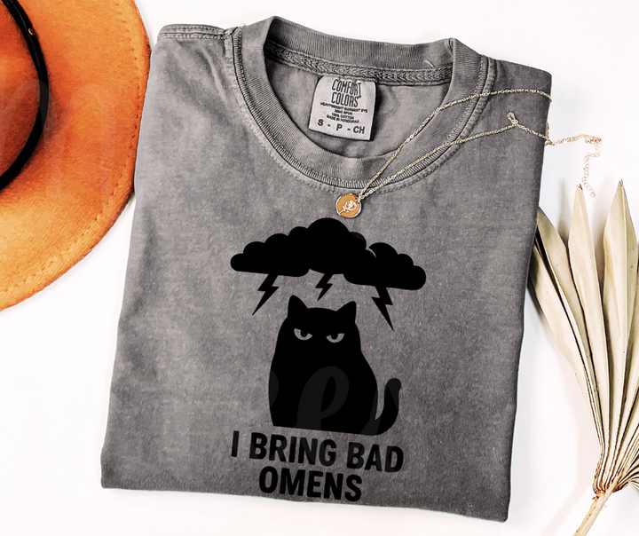 "Bad Omens" Sarcastic Cat Design Unisex heavyweight t-shirt