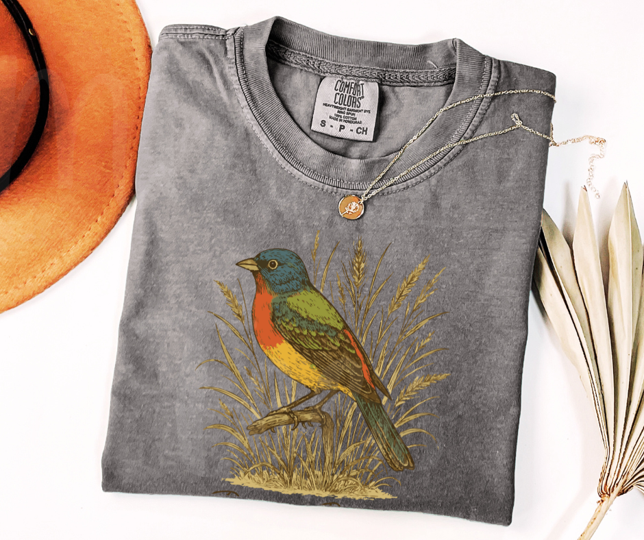 "Pointed Bunting" Birdwatching Design Birds and Nature Inspired Unisex heavyweight t-shirt